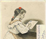 Dibujo de niña escribiendo