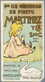 Tarjeta comercial. 1900-1910.Fábrica de géneros de punto Martínez y Cª. Barcelona