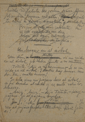 En la imagen hoja manuscrita de Miguel Hernández