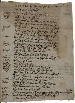 En la imagen hoja manuscrita de Mujeres y criados, de Lope de Vega