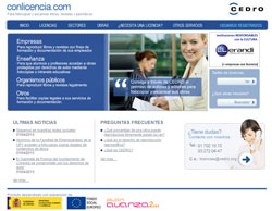 Interfaz del portal Conlicencia.com