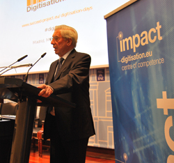 En la imagen Vargas Llosa en la clausura de Digitisation Days