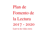 Plan Fomento de la Lectura 2017-2020