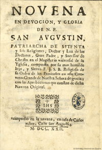 Novena en devoción, y gloria de N.P. San Augustin ...