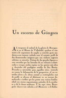 Gerardo Diego. «Un escorzo de Góngora», en Revista de Occidente, Año II, núm. 7, enero de 1924