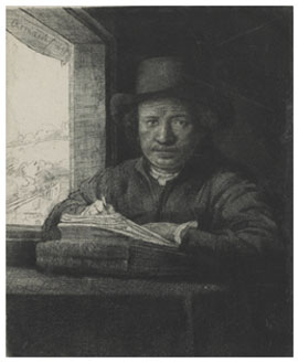 REMBRANDT HARMENSZOON VAN RIJN (1606-1669). [Rembrandt dibujando junto a una ventana]