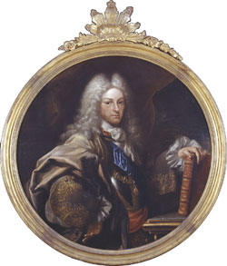 MELÉNDEZ, Miguel Jacinto (1679-1734). Felipe V como protector de la Real Biblioteca Pública