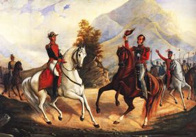 Bolívar y Sucre en Desaguadero de los Andes