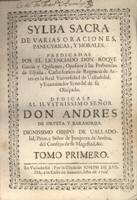 Sylba sacra de varias oraciones...(1709)