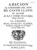 Adicion al compendio del arte del canto llano...(1766) 