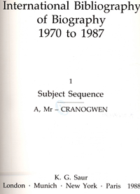 International bibliography of biography, 1970 to 1987
