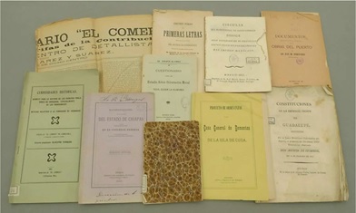 Ejemplos de los folletos del s. XIX que forman parte de la Colección de Hispanoamérica y Filipinas de la BNE.