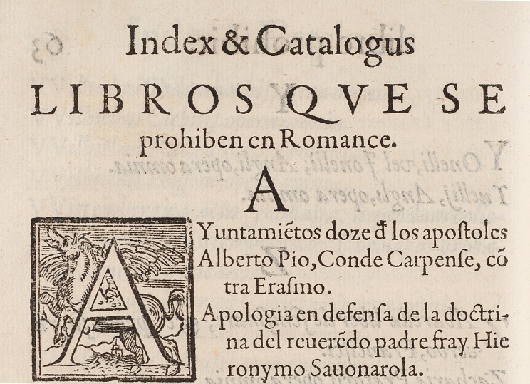 Índice de libros prohibidos de Quiroga , 1583. BNE U/10349
