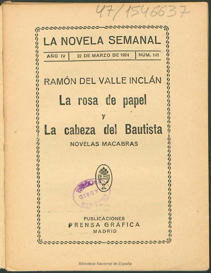 La cabeza de Bautista de Valle-Inclán (1924)