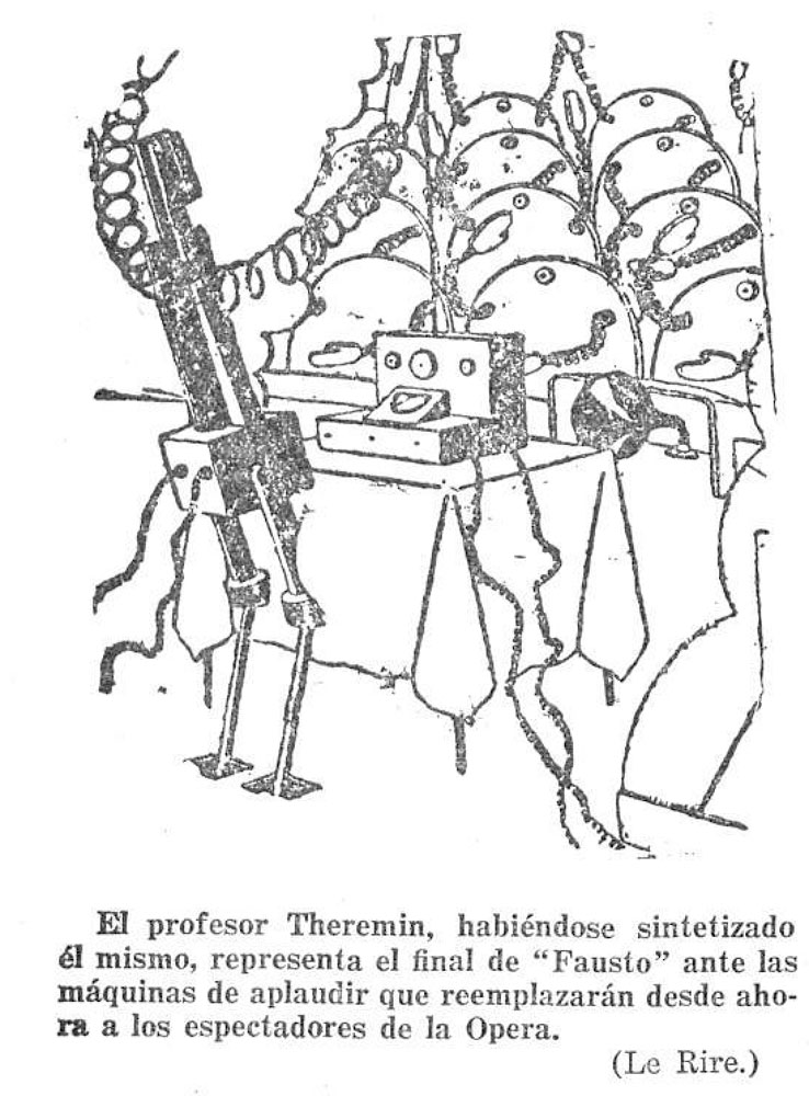 Chiste de Theremin en concierto ante máquinas de aplaudirl (Heraldo de Madrid)