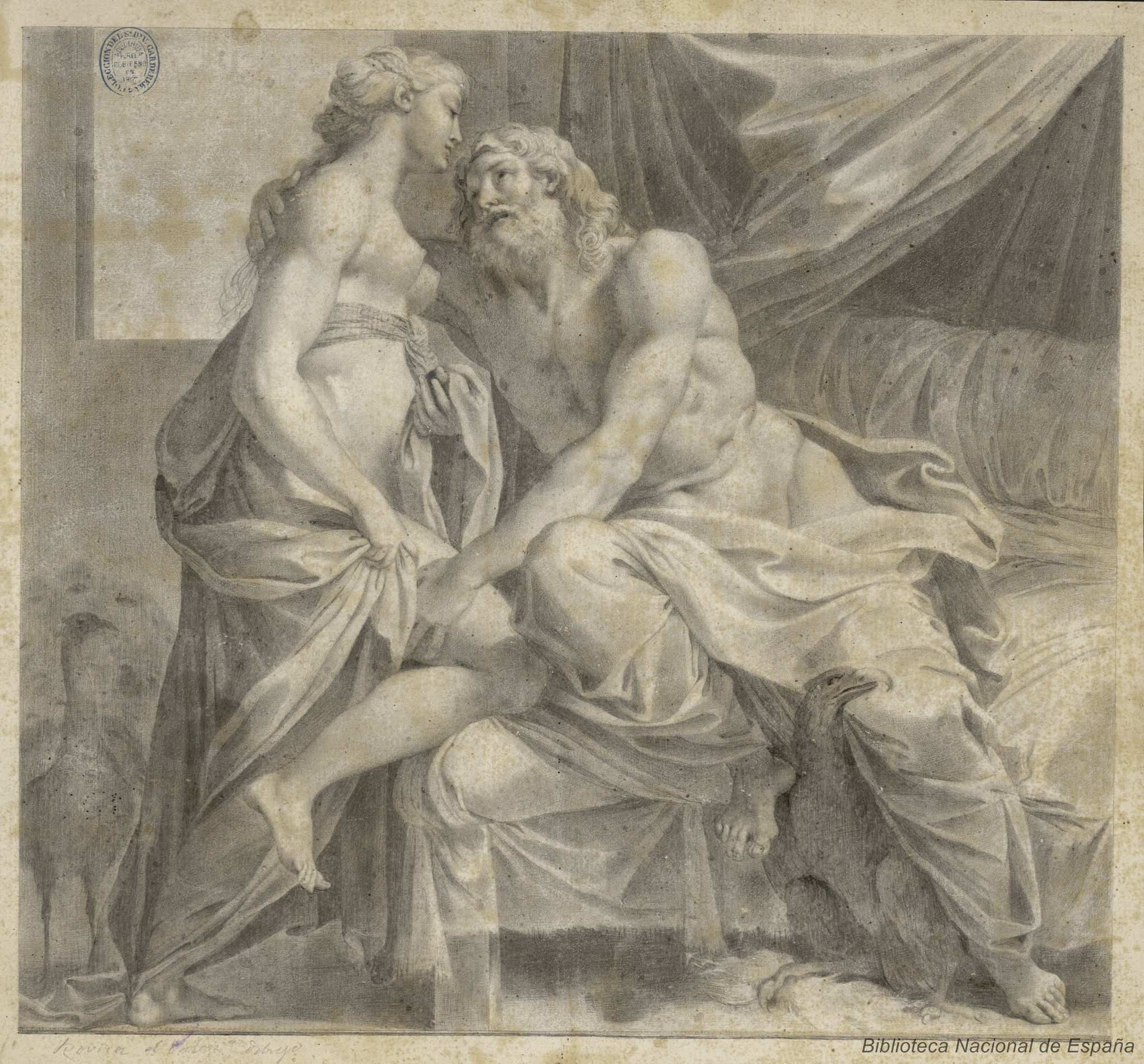 Zeus y Juno. Hipólito Rovira y Meri. Dibujo. 1700