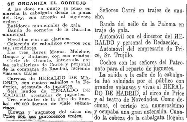 Extracto del Heraldo de Madrid, portada, 6 de enero de 1928