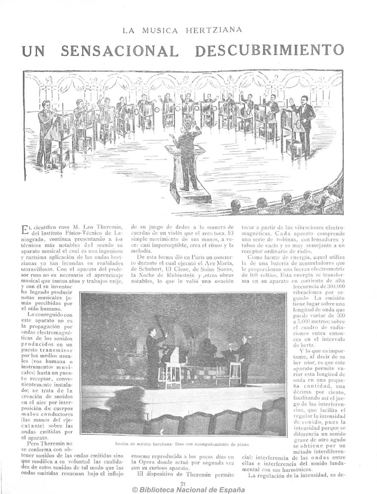 Orquesta de theremines. Revista Alrededor del Mundo