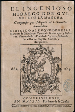 Portada de la primera edición de Don Quijote de la Mancha