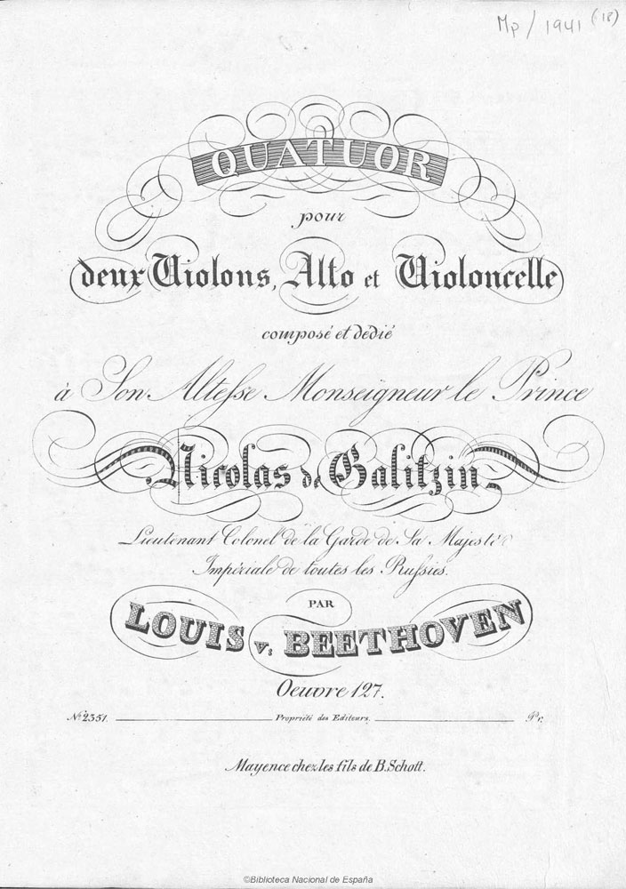 Cuarteto de cuerda n.º 12, editado por los hijos de Bernhard Schott