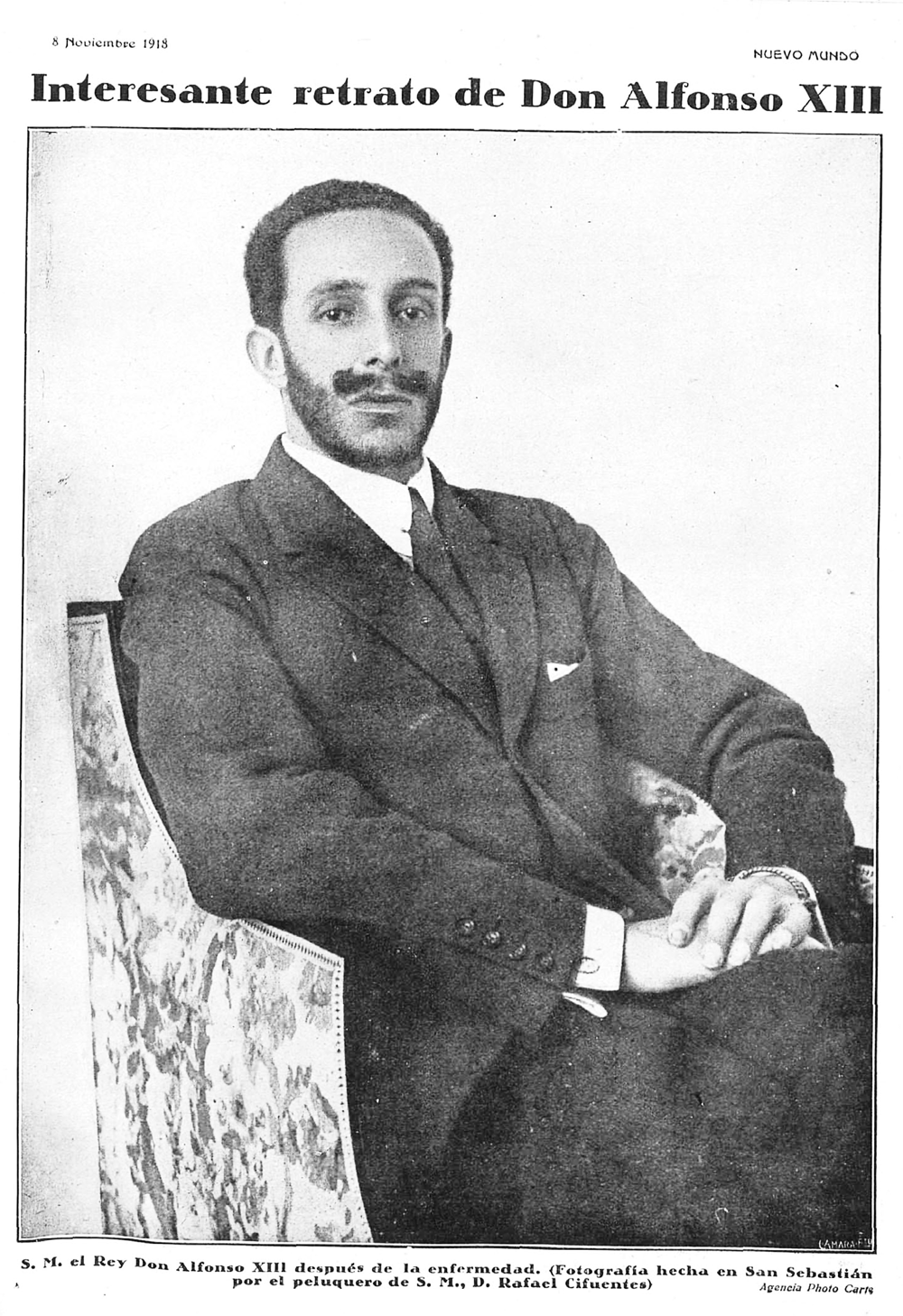 Retrato del rey tras su enfermedad, en Nuevo Mundo del 8 de noviembre