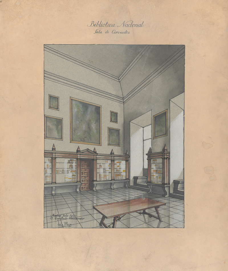 Dibujo BNE Sala cervantes Moya. Atención Obras.