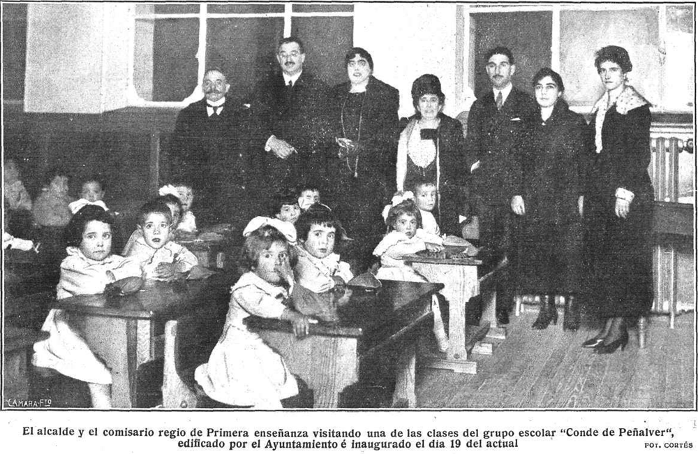 Una de las clases de un colegio recién inaugurado, en Mundo gráfico