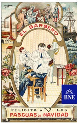 Felicitación de Navidad del barbero. 1930-1940.