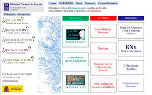 Página web de la Biblioteca Nacional de España en 2006