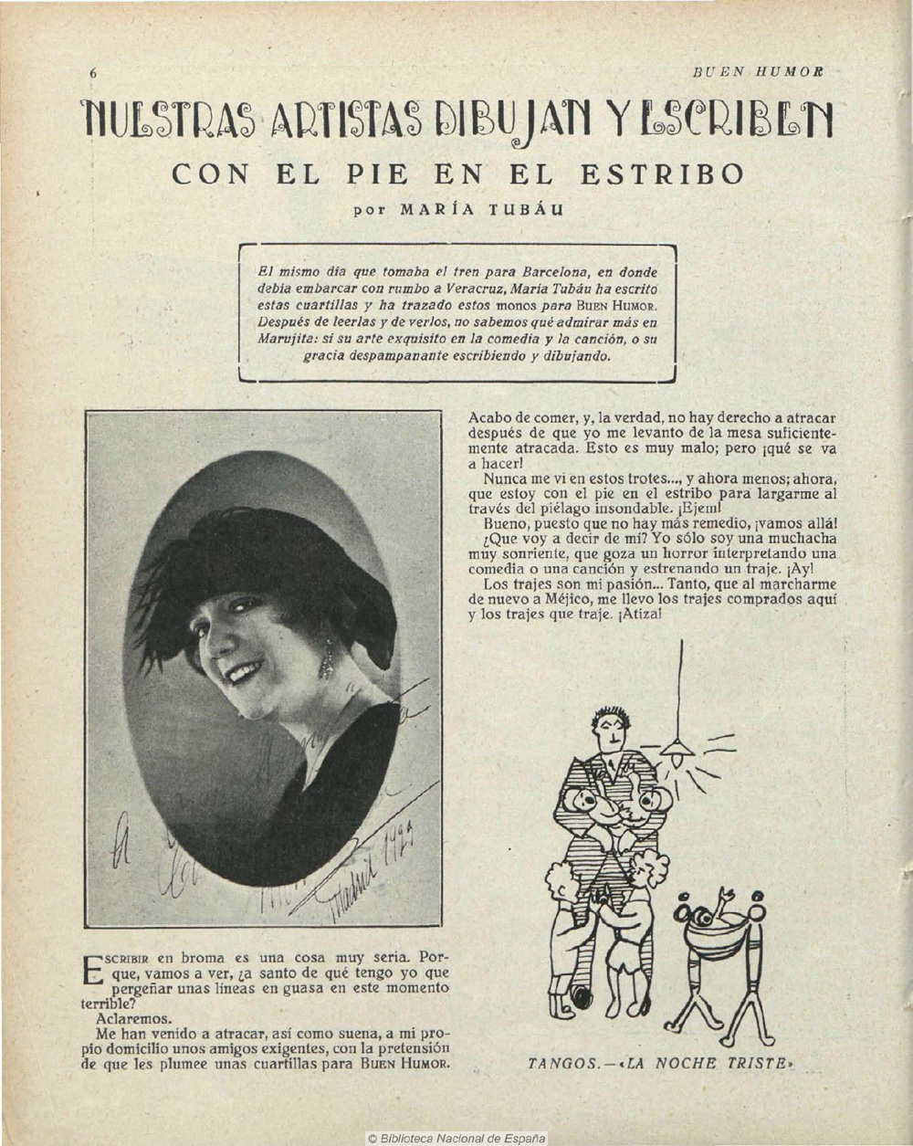 Escrito de María Tubáu en la revista Buen Humor