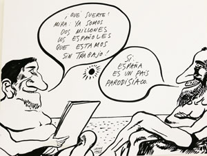 Viñeta sociopolítica de Chumy Chúmez (Biblioteca Nacional de España)