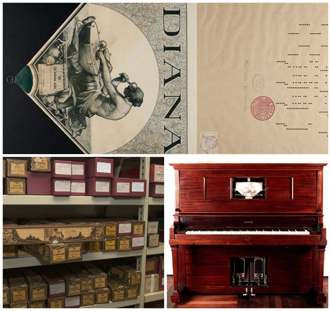 Ejemplares de la colección de rollos de pianola