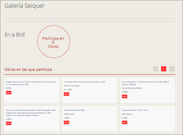 Página de la Galería Seiquer en Datos.BNE