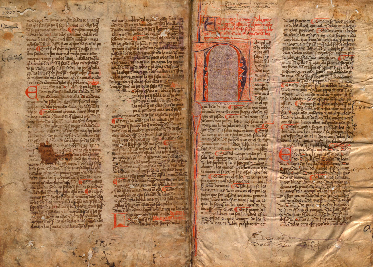 BNE Ms. 12837, inicio del códice (fols. 1v-2r)