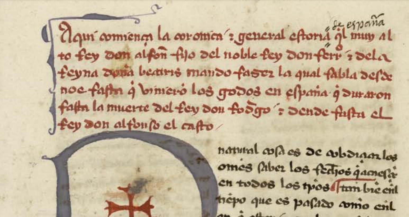 BNE Ms. 10213 (testimonio X, copia de C), comienzo del texto (fol. 1r)