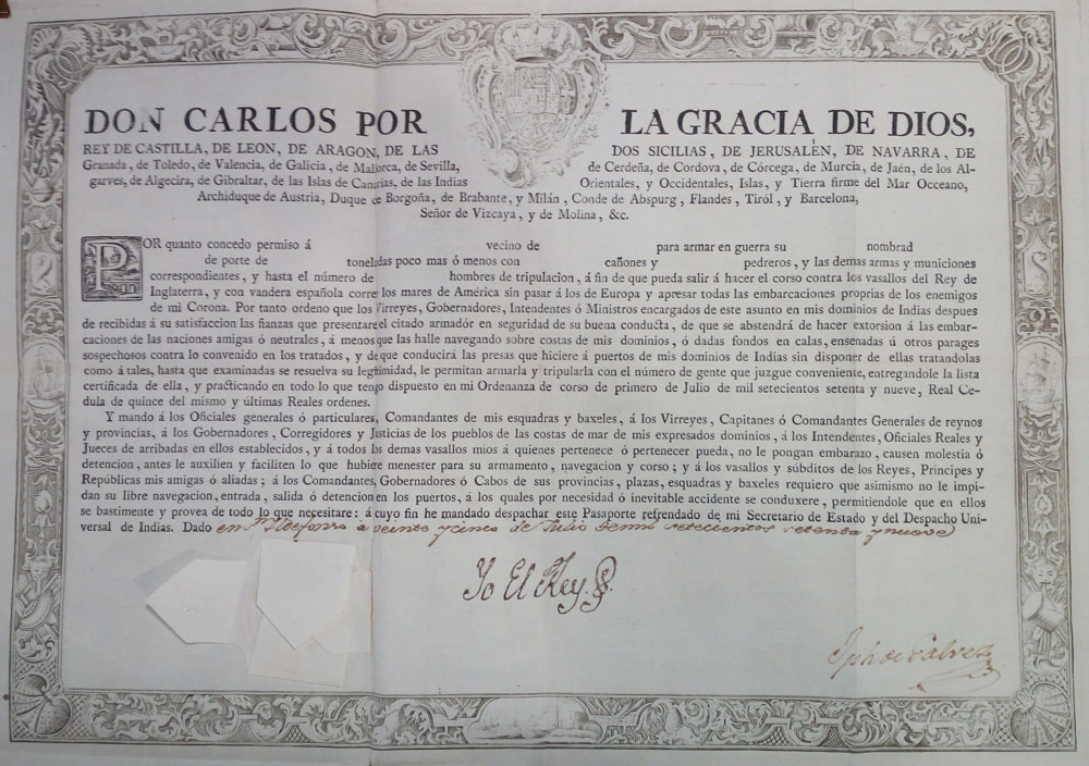 Patente de corso (VE/1588/43)