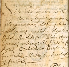 Anotación manuscrita de propiedad en el libro BNE, 3/3919: “Si este libro se perdiere, como suele acontecer, suplico a quien me le allara que me le torne a volver, que le daré los quartos para beber. Si quisiere saber mi nombre, Philippi de Pedraça me llamo, studiante en Fromista con el maestro Bentura Fernández..."