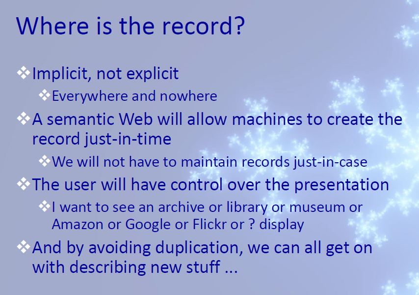 Imagen de una diapositiva con título Where is the record?