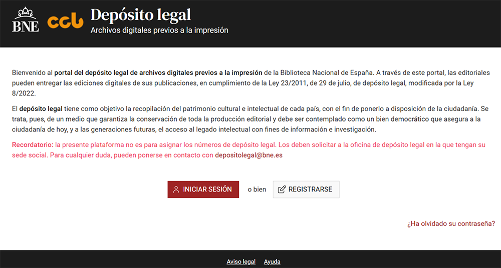 Portal del depósito legal archivos digitales previos a la impresión