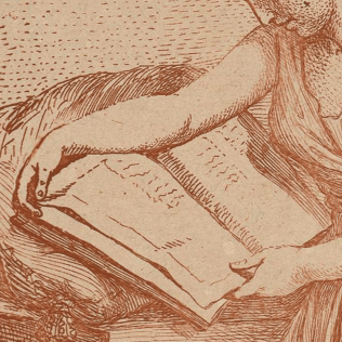Mujer de medio cuerpo sujetando un libro (INVENT/374)