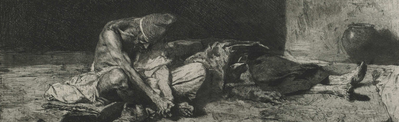 Árabe velando el cadaver de su amigo