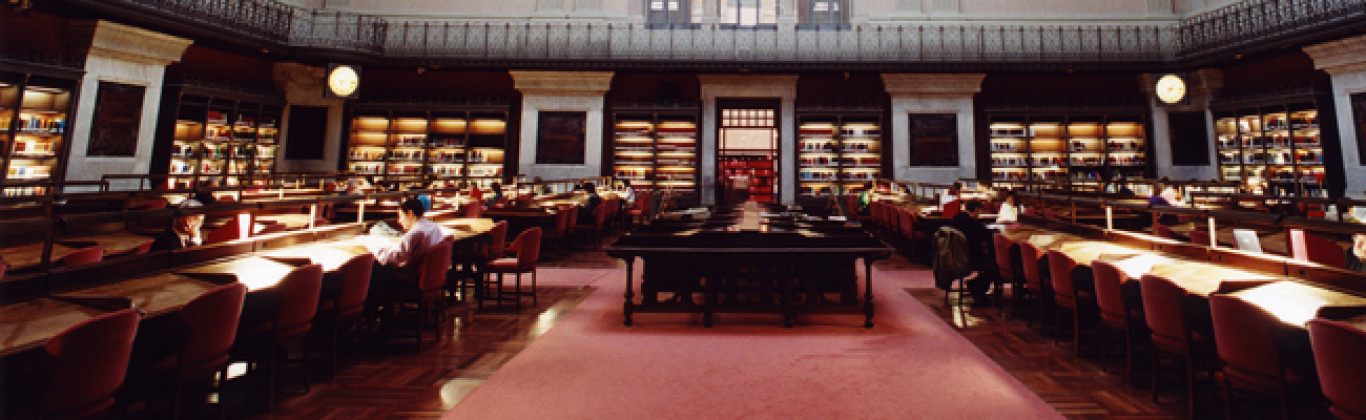 Salón general de lectura de la Biblioteca Nacional de España. Sede Recoletos