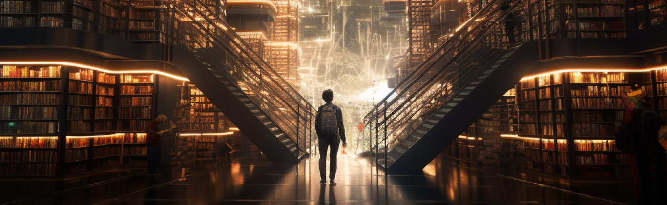 Imagen generada por IA "La biblioteca nacional del futuro"