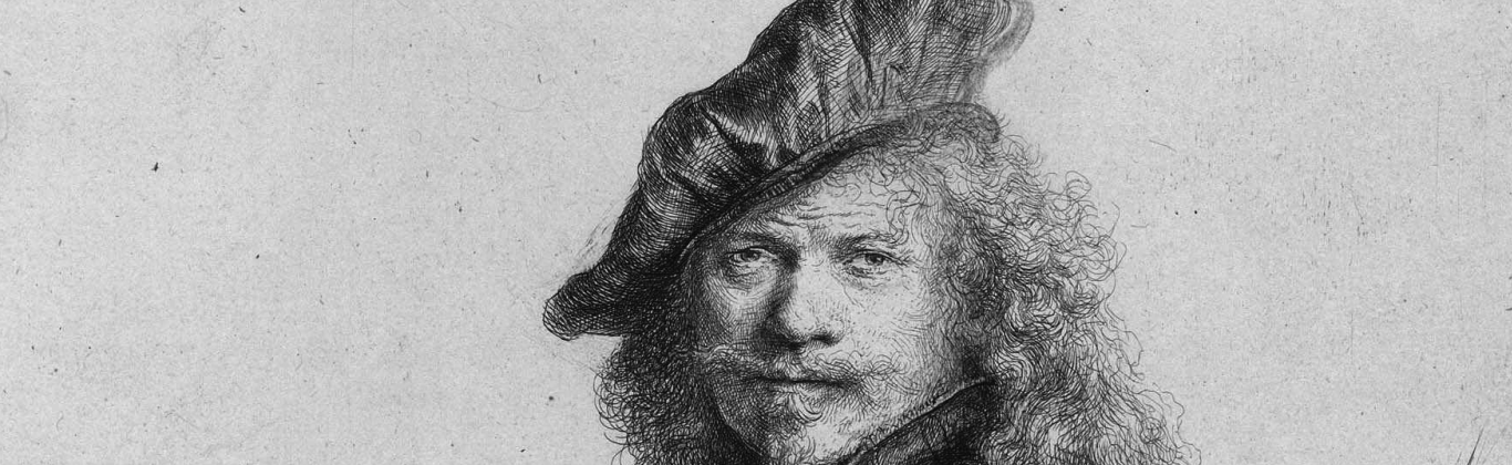 Rembrandt apoyado sobre un pretil