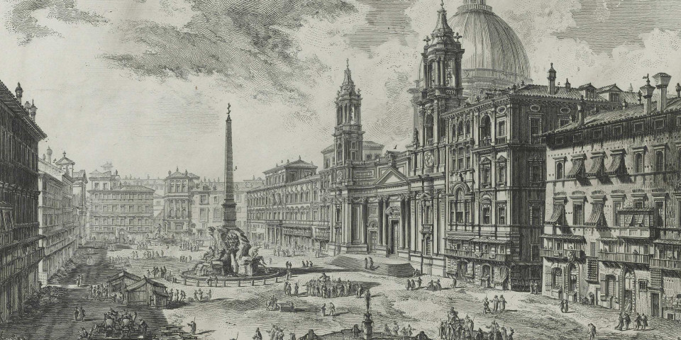 Veduta di Piazza Navona sopra le rovine del Circo Agonale
