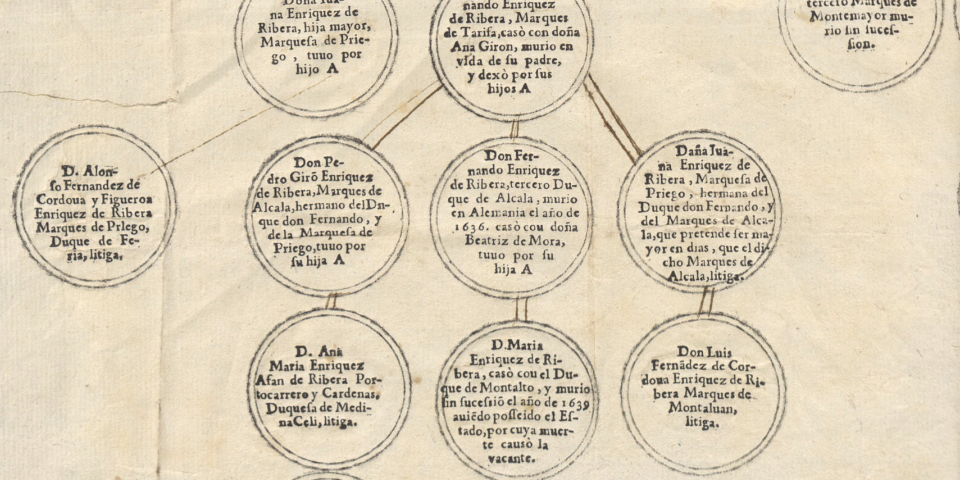 Por doña Ana Maria Enriquez de Ribera Duquesa de Alcala y Medina Celi. Y don Iuan Francisco de la Cerda Enriquez de Ribera, Marques de Alcala, su hijo mayor. 