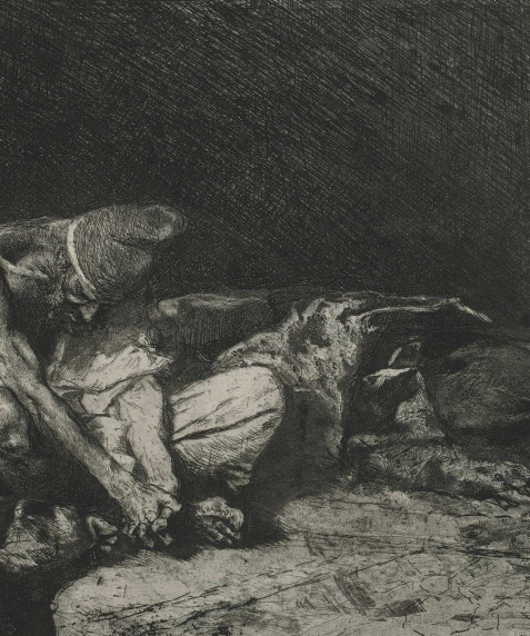 Árabe velando el cadaver de su amigo