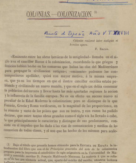 Colonias, colonización