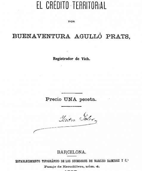 El crédito territorial / por Buenaventura Agulló y Prats