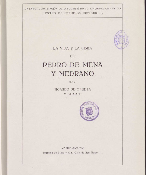 La vida y la obra de Pedro de Mena y Medrano / por Ricardo de Orueta